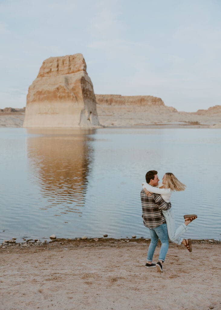 Braylee and Kacen | Lone Rock Lake Powell, Arizona Engagement Photos | Southern Utah Wedding and Elopement Photographer, Emily Dawn Photo
