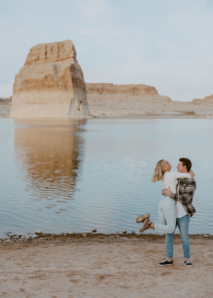 Braylee and Kacen | Lone Rock Lake Powell, Arizona Engagement Photos | Southern Utah Wedding and Elopement Photographer, Emily Dawn Photo