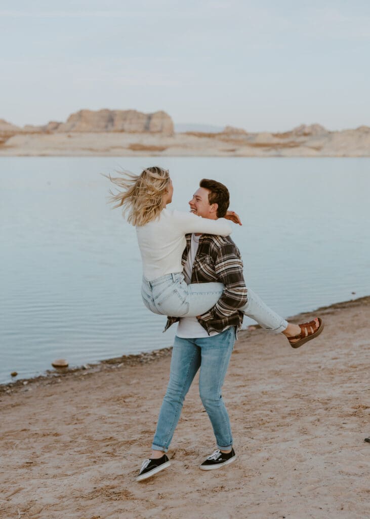 Braylee and Kacen | Lone Rock Lake Powell, Arizona Engagement Photos | Southern Utah Wedding and Elopement Photographer, Emily Dawn Photo