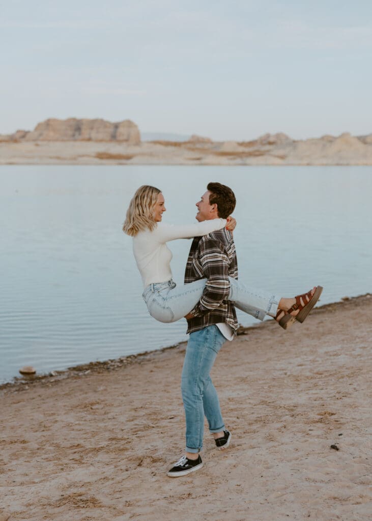 Braylee and Kacen | Lone Rock Lake Powell, Arizona Engagement Photos | Southern Utah Wedding and Elopement Photographer, Emily Dawn Photo
