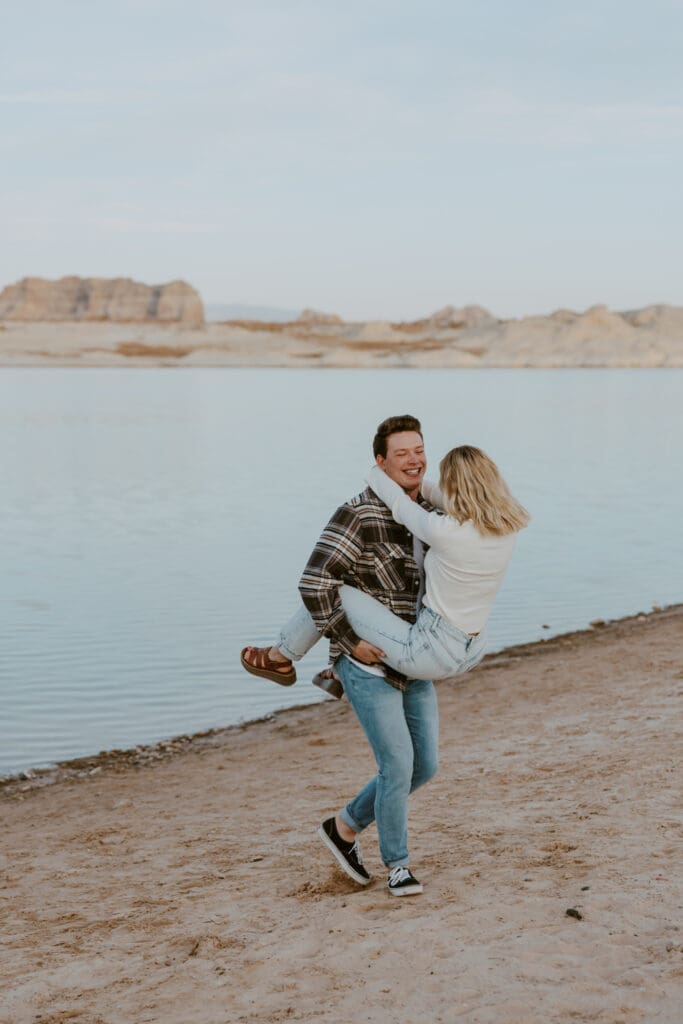 Braylee and Kacen | Lone Rock Lake Powell, Arizona Engagement Photos | Southern Utah Wedding and Elopement Photographer, Emily Dawn Photo