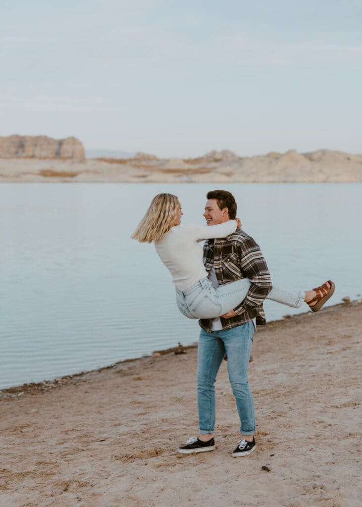 Braylee and Kacen | Lone Rock Lake Powell, Arizona Engagement Photos | Southern Utah Wedding and Elopement Photographer, Emily Dawn Photo