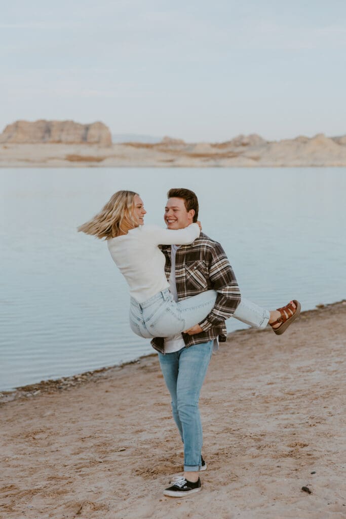 Braylee and Kacen | Lone Rock Lake Powell, Arizona Engagement Photos | Southern Utah Wedding and Elopement Photographer, Emily Dawn Photo