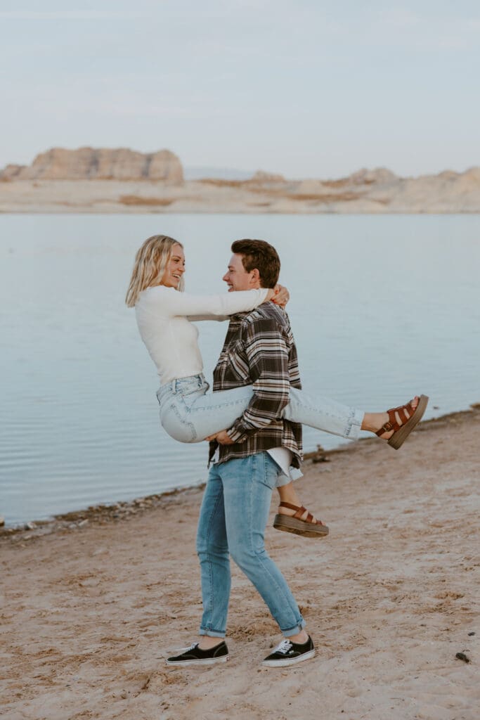 Braylee and Kacen | Lone Rock Lake Powell, Arizona Engagement Photos | Southern Utah Wedding and Elopement Photographer, Emily Dawn Photo