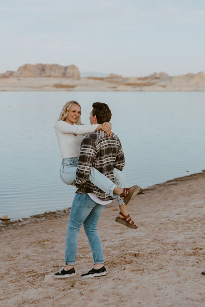 Braylee and Kacen | Lone Rock Lake Powell, Arizona Engagement Photos | Southern Utah Wedding and Elopement Photographer, Emily Dawn Photo