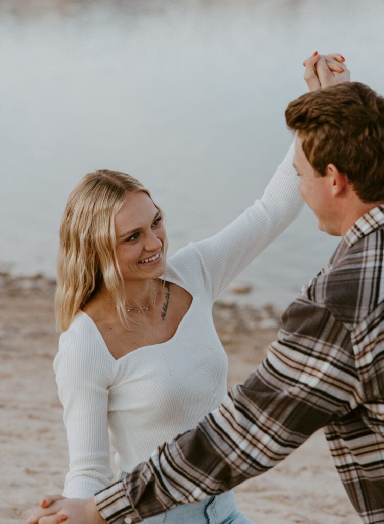 Braylee and Kacen | Lone Rock Lake Powell, Arizona Engagement Photos | Southern Utah Wedding and Elopement Photographer, Emily Dawn Photo