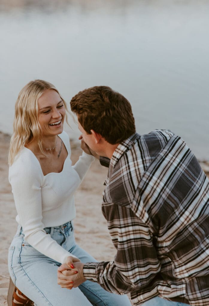 Braylee and Kacen | Lone Rock Lake Powell, Arizona Engagement Photos | Southern Utah Wedding and Elopement Photographer, Emily Dawn Photo