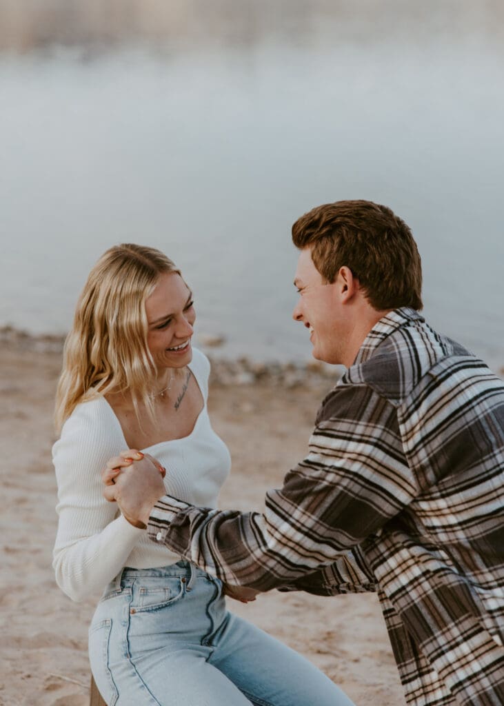 Braylee and Kacen | Lone Rock Lake Powell, Arizona Engagement Photos | Southern Utah Wedding and Elopement Photographer, Emily Dawn Photo