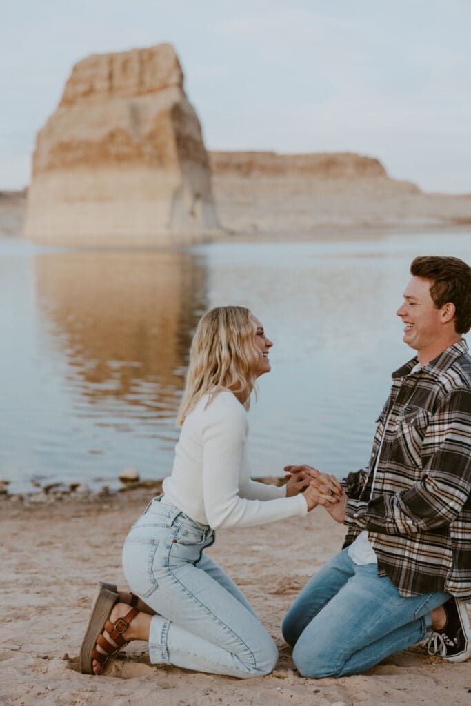 Braylee and Kacen | Lone Rock Lake Powell, Arizona Engagement Photos | Southern Utah Wedding and Elopement Photographer, Emily Dawn Photo