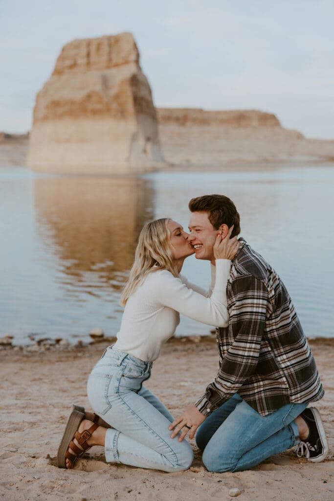 Braylee and Kacen | Lone Rock Lake Powell, Arizona Engagement Photos | Southern Utah Wedding and Elopement Photographer, Emily Dawn Photo