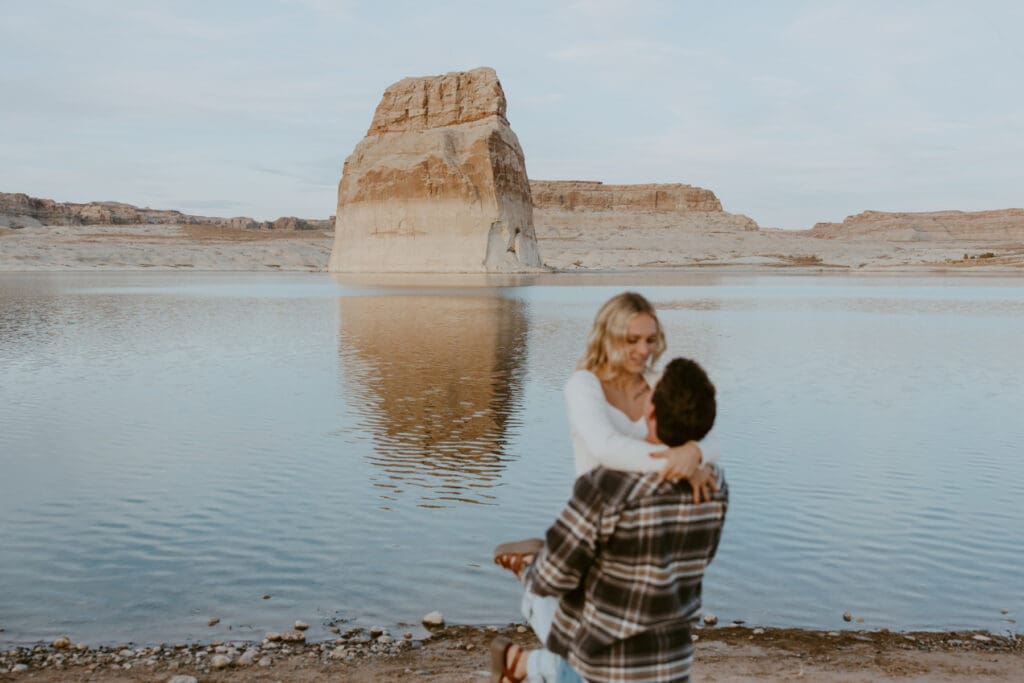 Braylee and Kacen | Lone Rock Lake Powell, Arizona Engagement Photos | Southern Utah Wedding and Elopement Photographer, Emily Dawn Photo