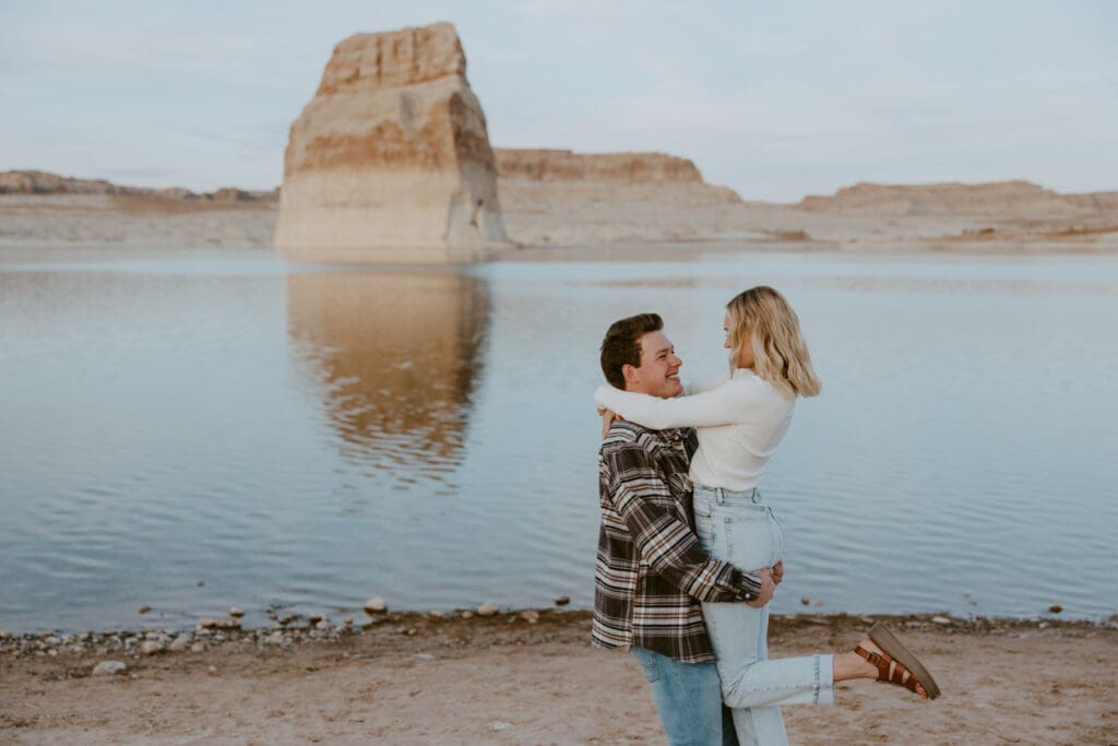 Braylee and Kacen | Lone Rock Lake Powell, Arizona Engagement Photos | Southern Utah Wedding and Elopement Photographer, Emily Dawn Photo