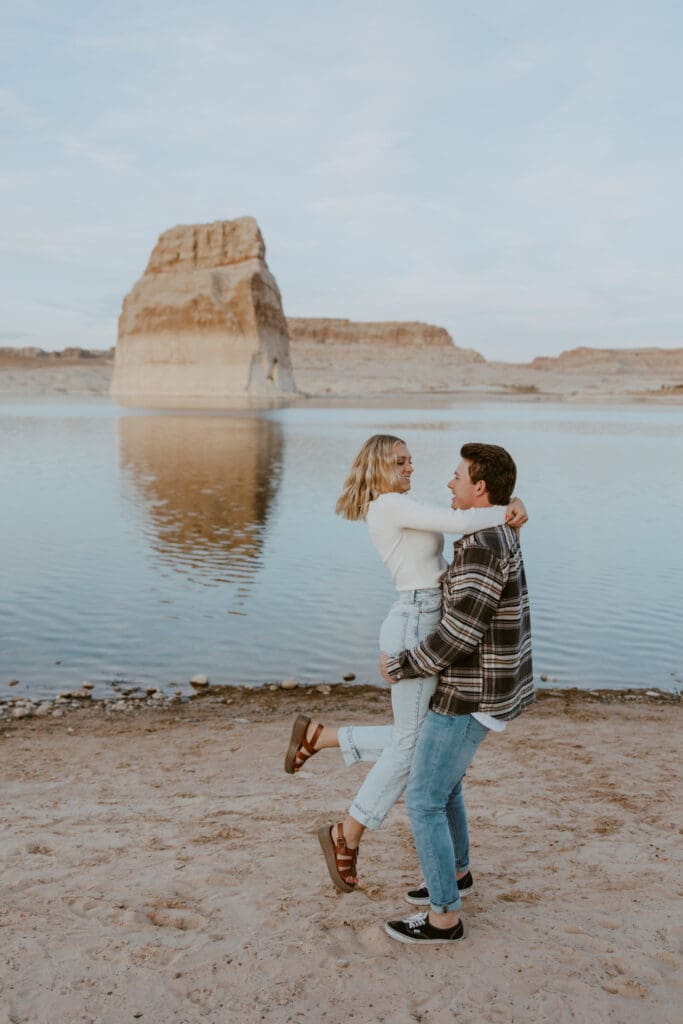 Braylee and Kacen | Lone Rock Lake Powell, Arizona Engagement Photos | Southern Utah Wedding and Elopement Photographer, Emily Dawn Photo
