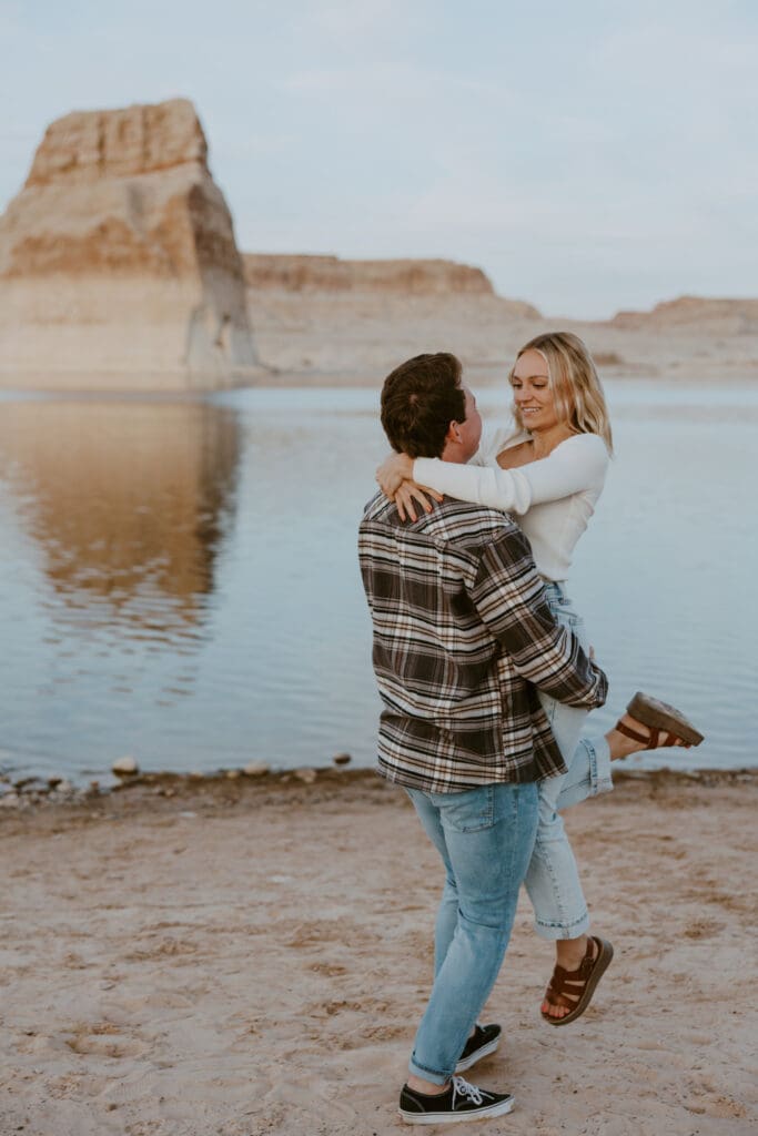 Braylee and Kacen | Lone Rock Lake Powell, Arizona Engagement Photos | Southern Utah Wedding and Elopement Photographer, Emily Dawn Photo