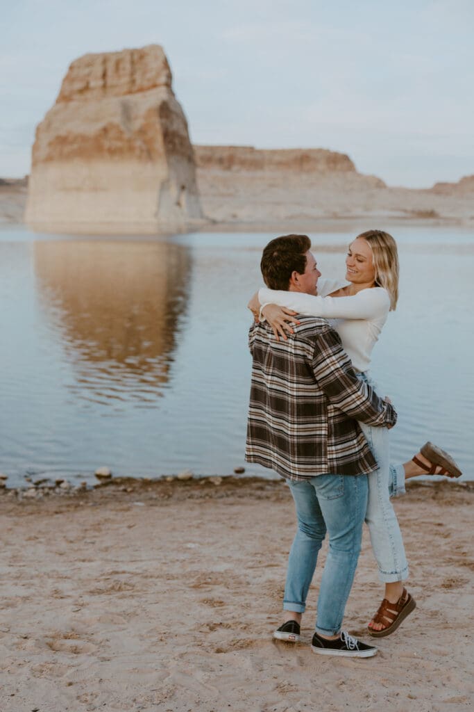 Braylee and Kacen | Lone Rock Lake Powell, Arizona Engagement Photos | Southern Utah Wedding and Elopement Photographer, Emily Dawn Photo