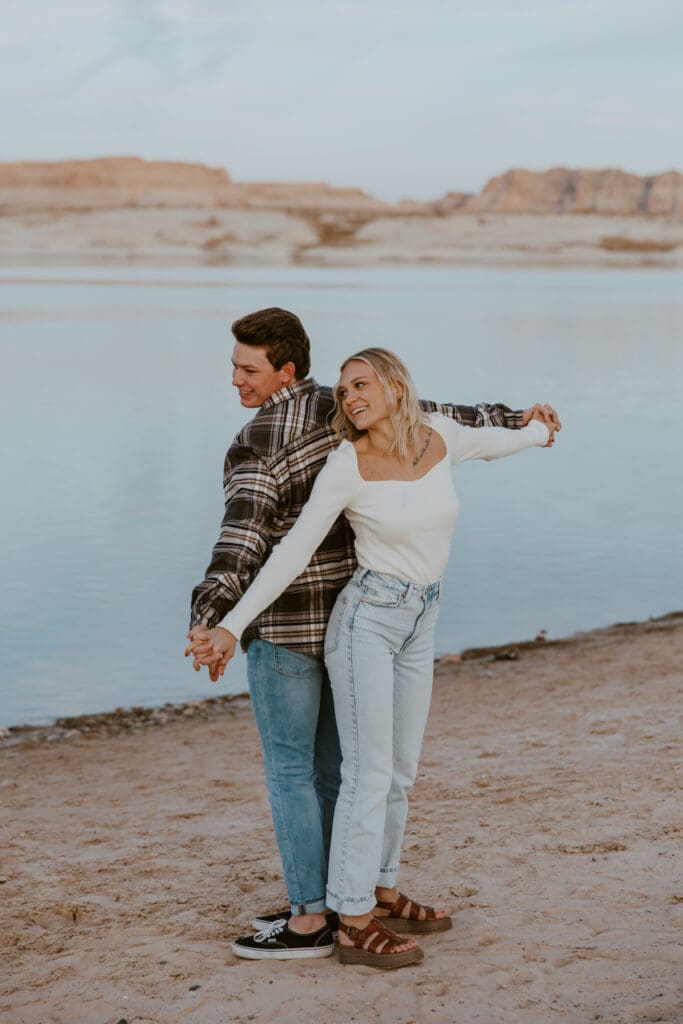 Braylee and Kacen | Lone Rock Lake Powell, Arizona Engagement Photos | Southern Utah Wedding and Elopement Photographer, Emily Dawn Photo