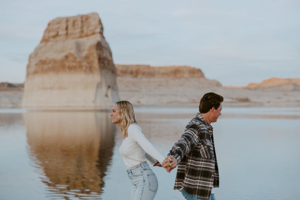 Braylee and Kacen | Lone Rock Lake Powell, Arizona Engagement Photos | Southern Utah Wedding and Elopement Photographer, Emily Dawn Photo