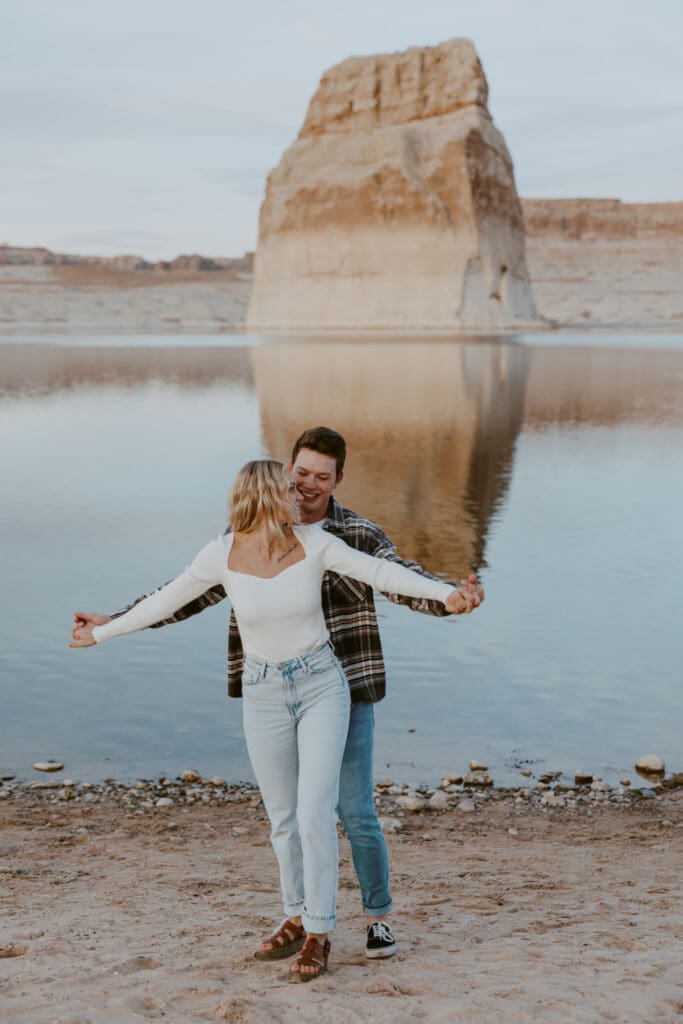 Braylee and Kacen | Lone Rock Lake Powell, Arizona Engagement Photos | Southern Utah Wedding and Elopement Photographer, Emily Dawn Photo