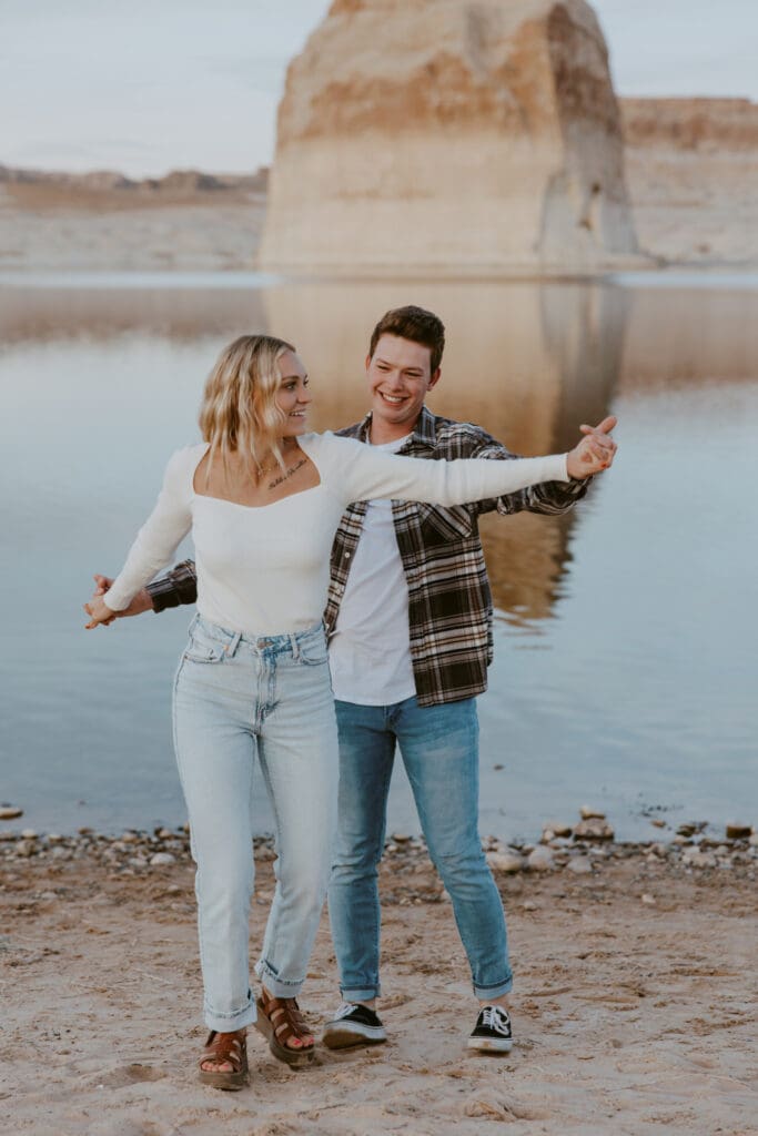 Braylee and Kacen | Lone Rock Lake Powell, Arizona Engagement Photos | Southern Utah Wedding and Elopement Photographer, Emily Dawn Photo