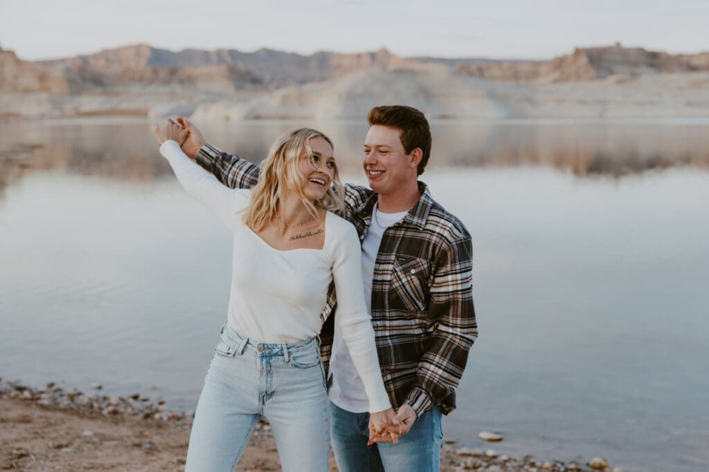 Braylee and Kacen | Lone Rock Lake Powell, Arizona Engagement Photos | Southern Utah Wedding and Elopement Photographer, Emily Dawn Photo