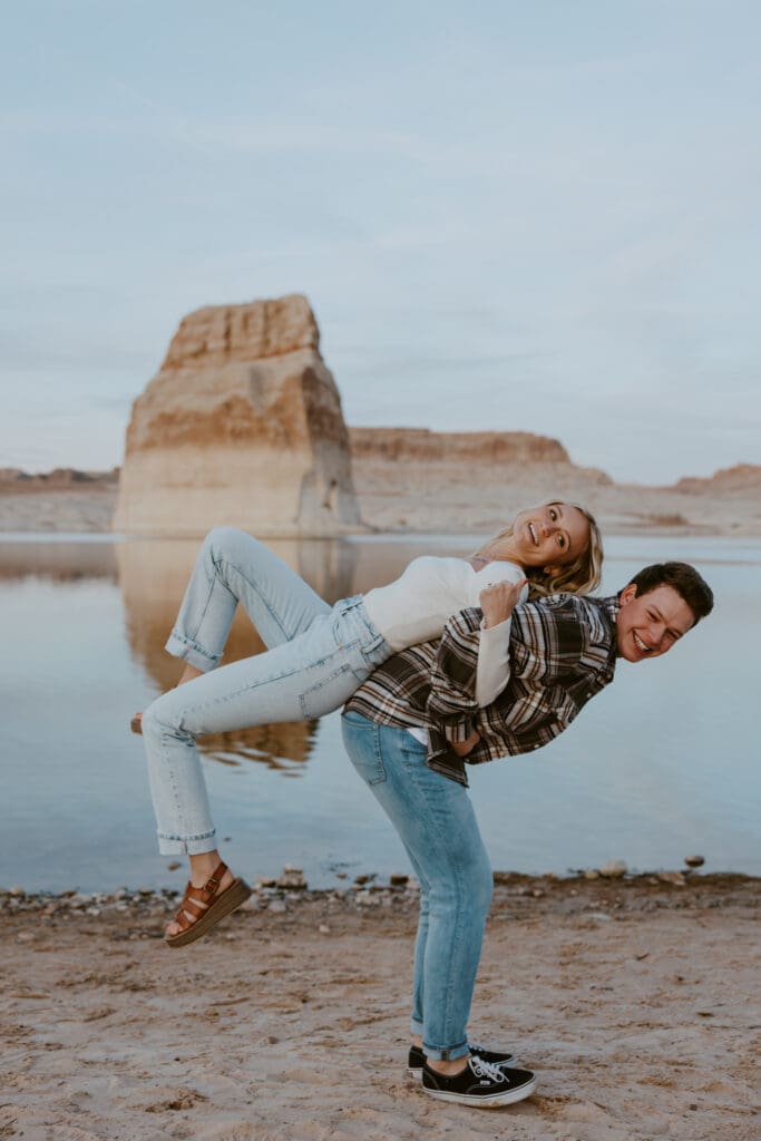 Braylee and Kacen | Lone Rock Lake Powell, Arizona Engagement Photos | Southern Utah Wedding and Elopement Photographer, Emily Dawn Photo