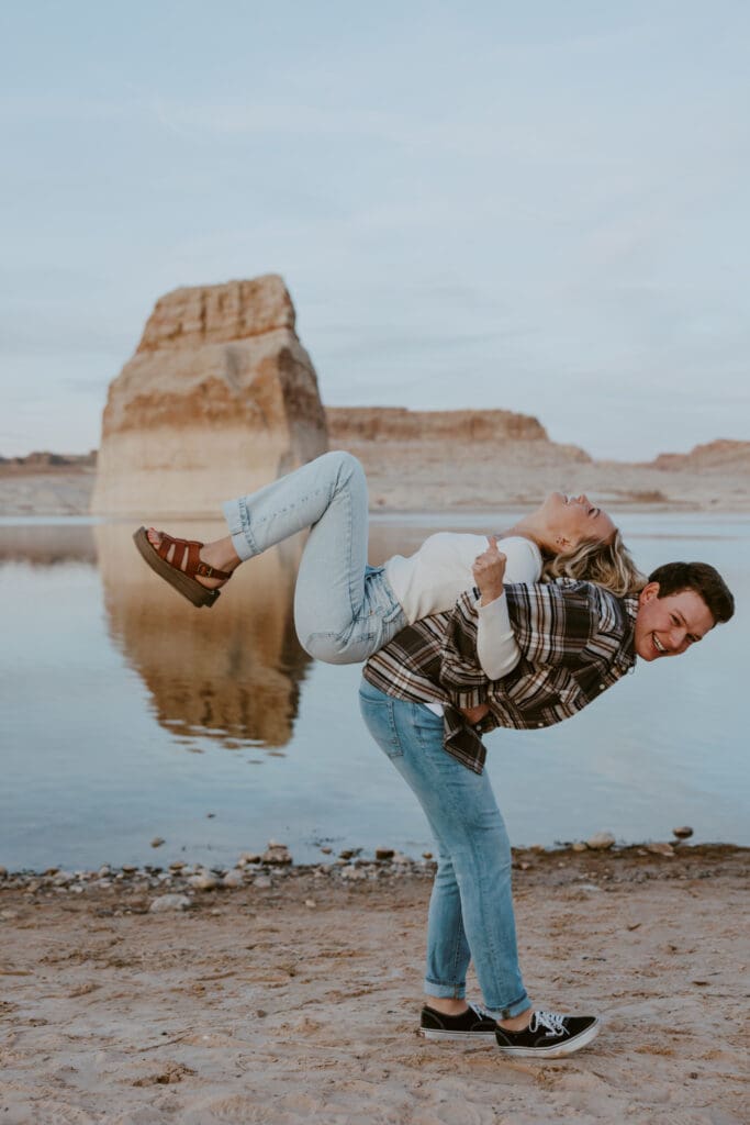 Braylee and Kacen | Lone Rock Lake Powell, Arizona Engagement Photos | Southern Utah Wedding and Elopement Photographer, Emily Dawn Photo