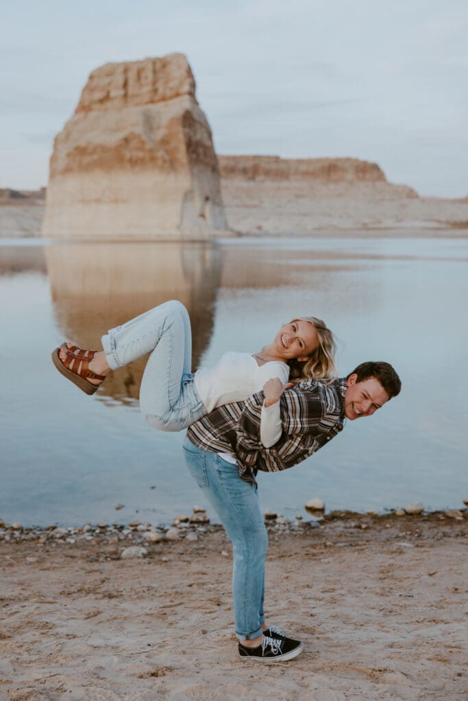 Braylee and Kacen | Lone Rock Lake Powell, Arizona Engagement Photos | Southern Utah Wedding and Elopement Photographer, Emily Dawn Photo