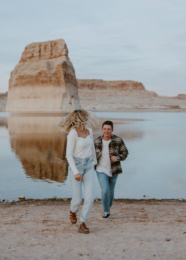 Braylee and Kacen | Lone Rock Lake Powell, Arizona Engagement Photos | Southern Utah Wedding and Elopement Photographer, Emily Dawn Photo