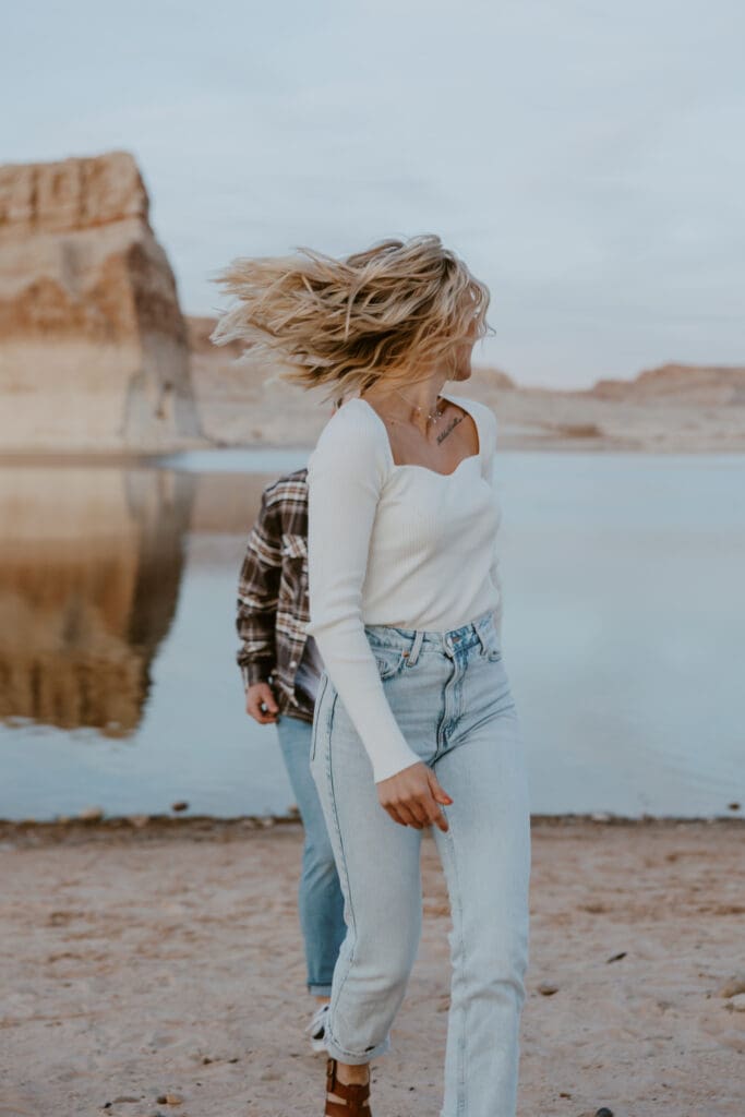 Braylee and Kacen | Lone Rock Lake Powell, Arizona Engagement Photos | Southern Utah Wedding and Elopement Photographer, Emily Dawn Photo