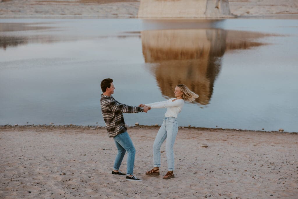 Braylee and Kacen | Lone Rock Lake Powell, Arizona Engagement Photos | Southern Utah Wedding and Elopement Photographer, Emily Dawn Photo