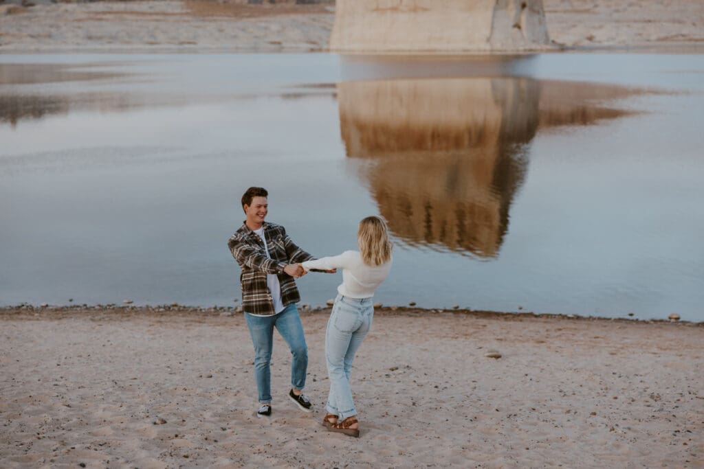 Braylee and Kacen | Lone Rock Lake Powell, Arizona Engagement Photos | Southern Utah Wedding and Elopement Photographer, Emily Dawn Photo