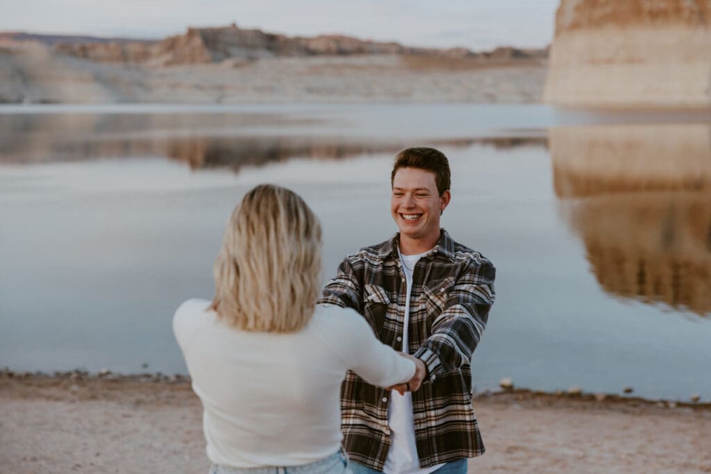 Braylee and Kacen | Lone Rock Lake Powell, Arizona Engagement Photos | Southern Utah Wedding and Elopement Photographer, Emily Dawn Photo