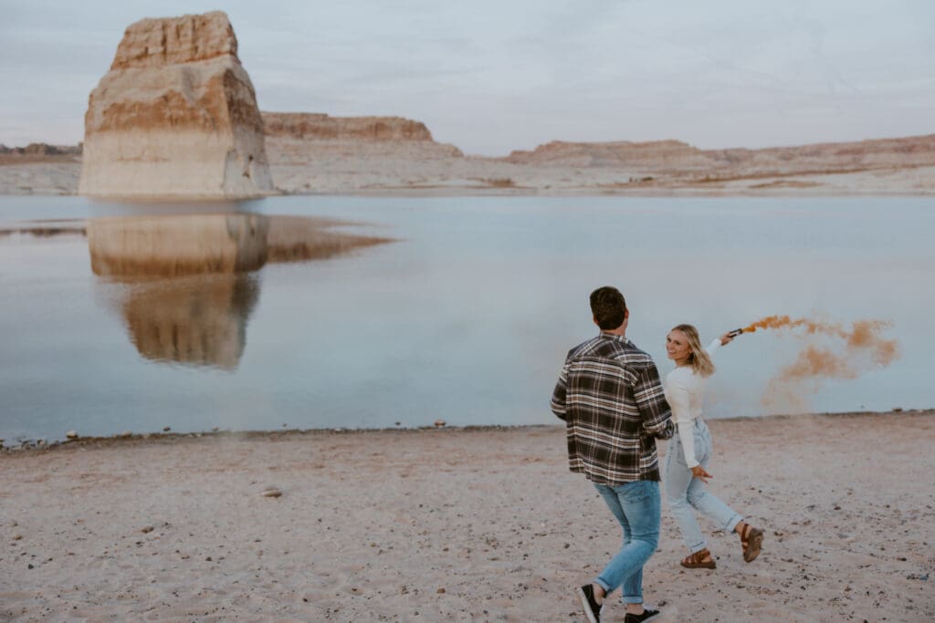 Braylee and Kacen | Lone Rock Lake Powell, Arizona Engagement Photos | Southern Utah Wedding and Elopement Photographer, Emily Dawn Photo