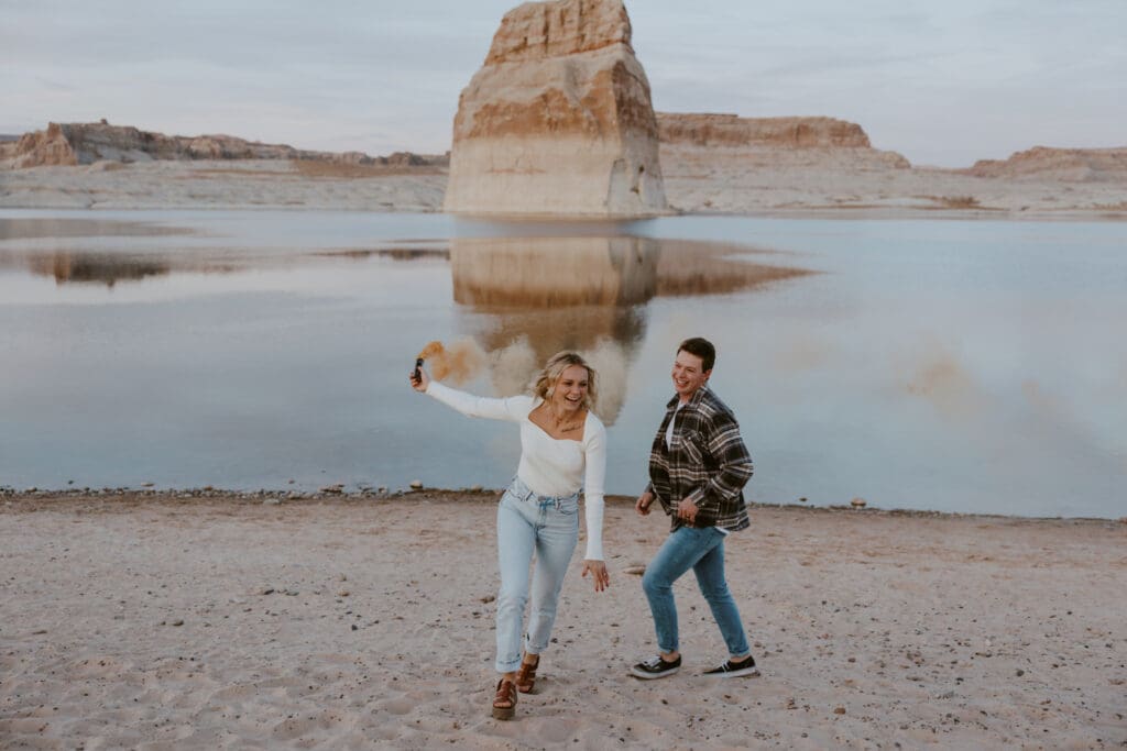 Braylee and Kacen | Lone Rock Lake Powell, Arizona Engagement Photos | Southern Utah Wedding and Elopement Photographer, Emily Dawn Photo
