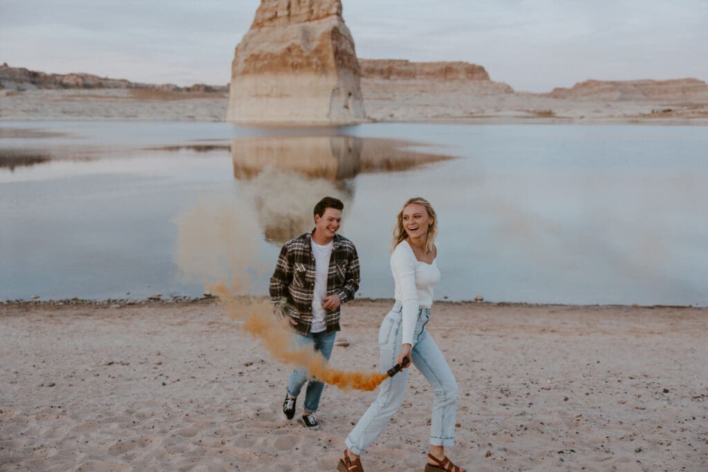 Braylee and Kacen | Lone Rock Lake Powell, Arizona Engagement Photos | Southern Utah Wedding and Elopement Photographer, Emily Dawn Photo