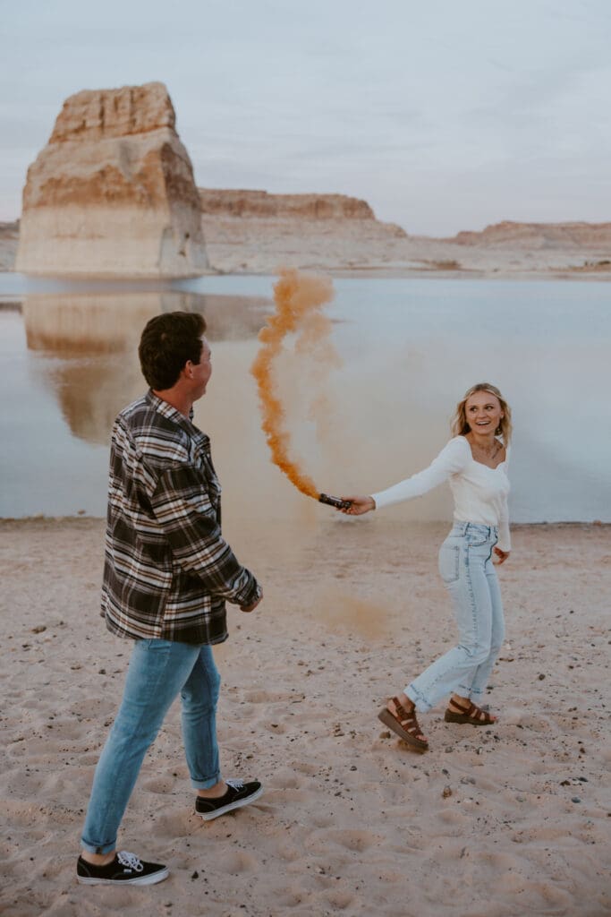 Braylee and Kacen | Lone Rock Lake Powell, Arizona Engagement Photos | Southern Utah Wedding and Elopement Photographer, Emily Dawn Photo