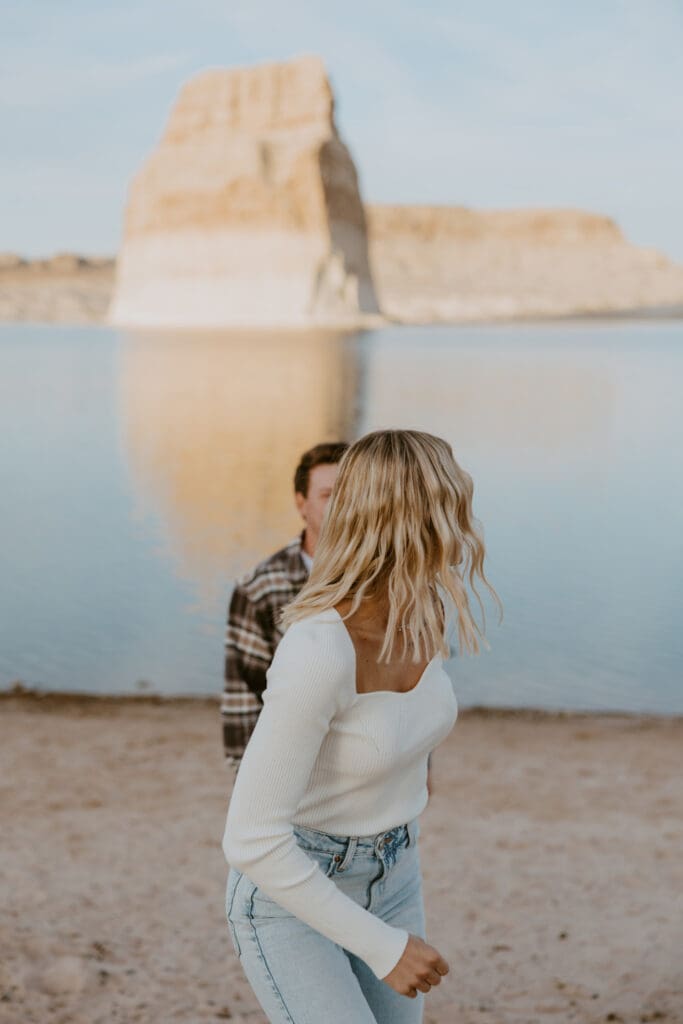 Braylee and Kacen | Lone Rock Lake Powell, Arizona Engagement Photos | Southern Utah Wedding and Elopement Photographer, Emily Dawn Photo