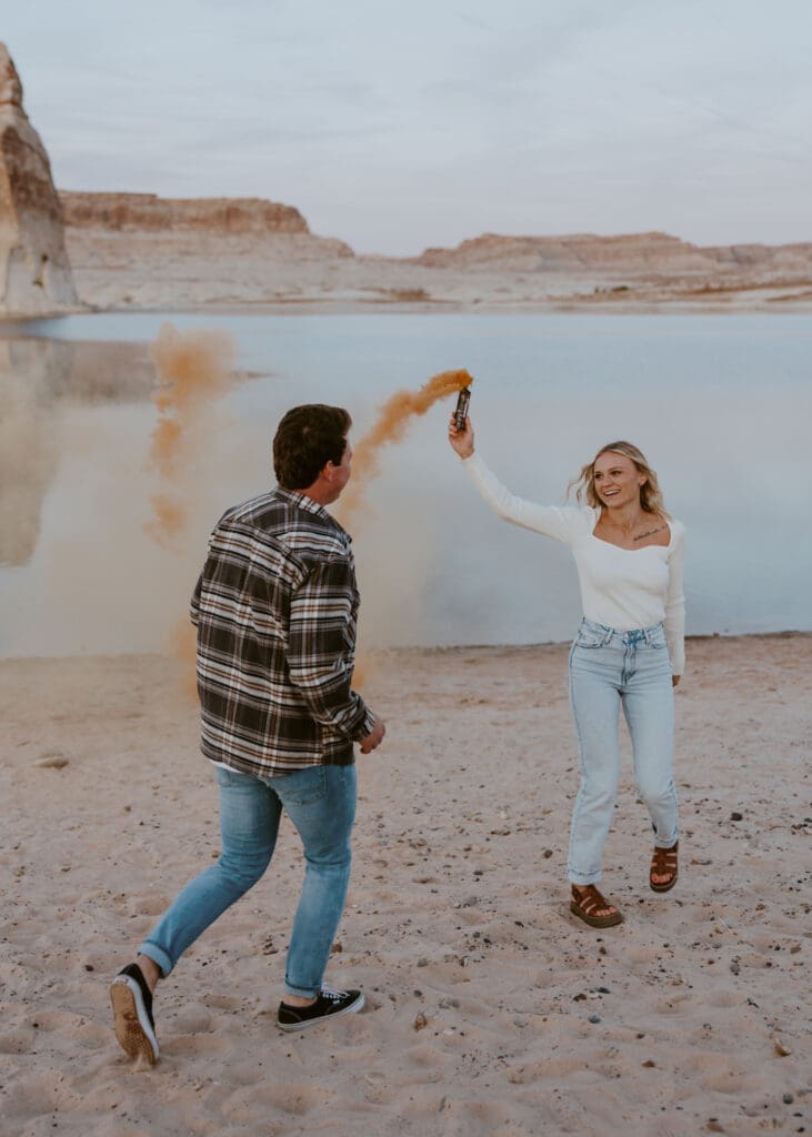 Braylee and Kacen | Lone Rock Lake Powell, Arizona Engagement Photos | Southern Utah Wedding and Elopement Photographer, Emily Dawn Photo