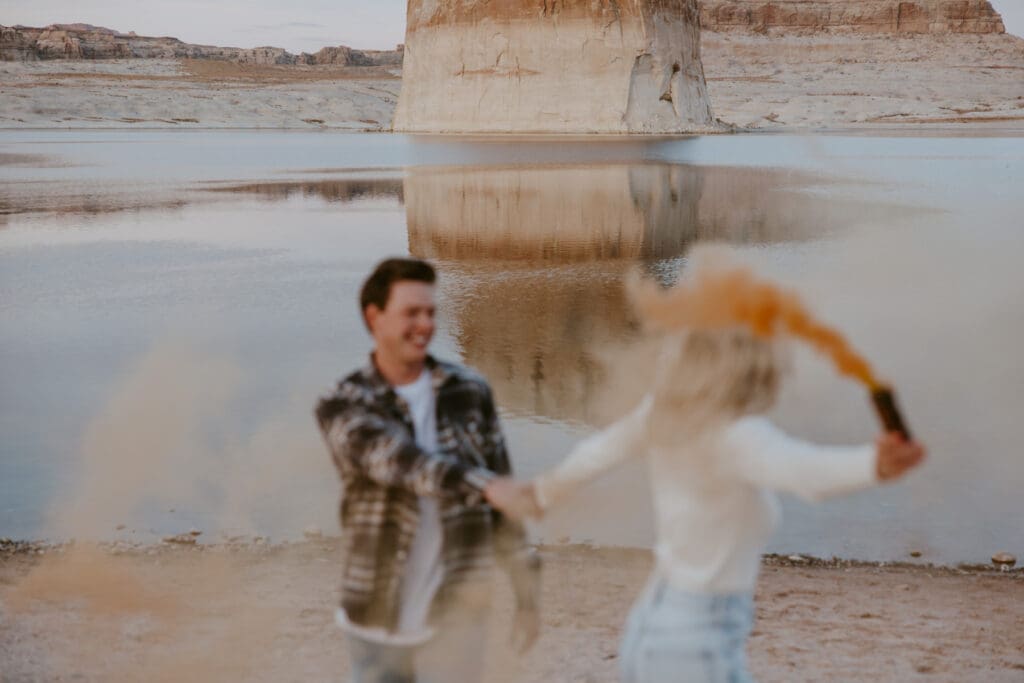 Braylee and Kacen | Lone Rock Lake Powell, Arizona Engagement Photos | Southern Utah Wedding and Elopement Photographer, Emily Dawn Photo