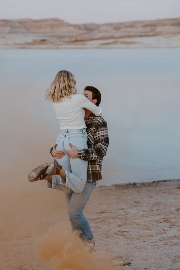 Braylee and Kacen | Lone Rock Lake Powell, Arizona Engagement Photos | Southern Utah Wedding and Elopement Photographer, Emily Dawn Photo