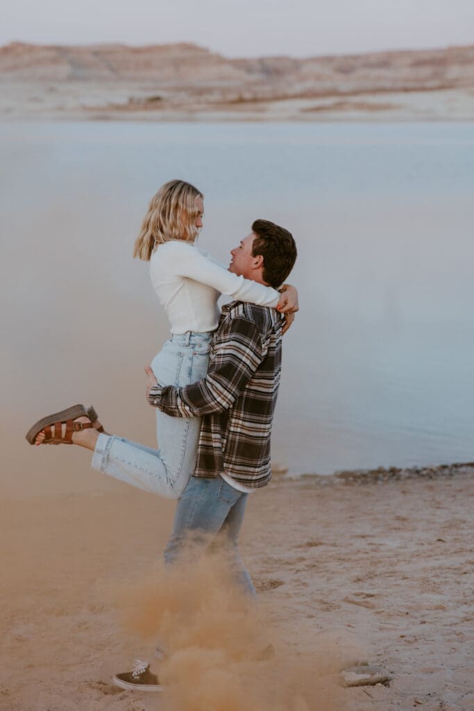 Braylee and Kacen | Lone Rock Lake Powell, Arizona Engagement Photos | Southern Utah Wedding and Elopement Photographer, Emily Dawn Photo