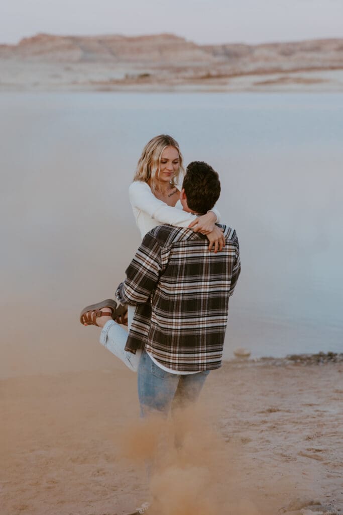 Braylee and Kacen | Lone Rock Lake Powell, Arizona Engagement Photos | Southern Utah Wedding and Elopement Photographer, Emily Dawn Photo