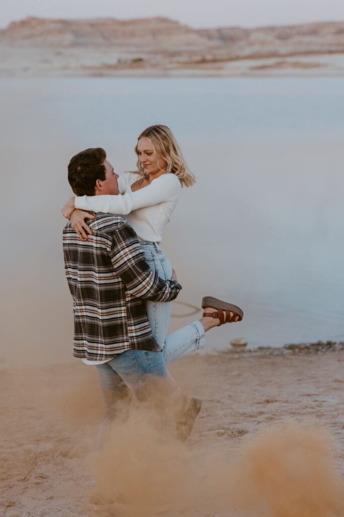 Braylee and Kacen | Lone Rock Lake Powell, Arizona Engagement Photos | Southern Utah Wedding and Elopement Photographer, Emily Dawn Photo