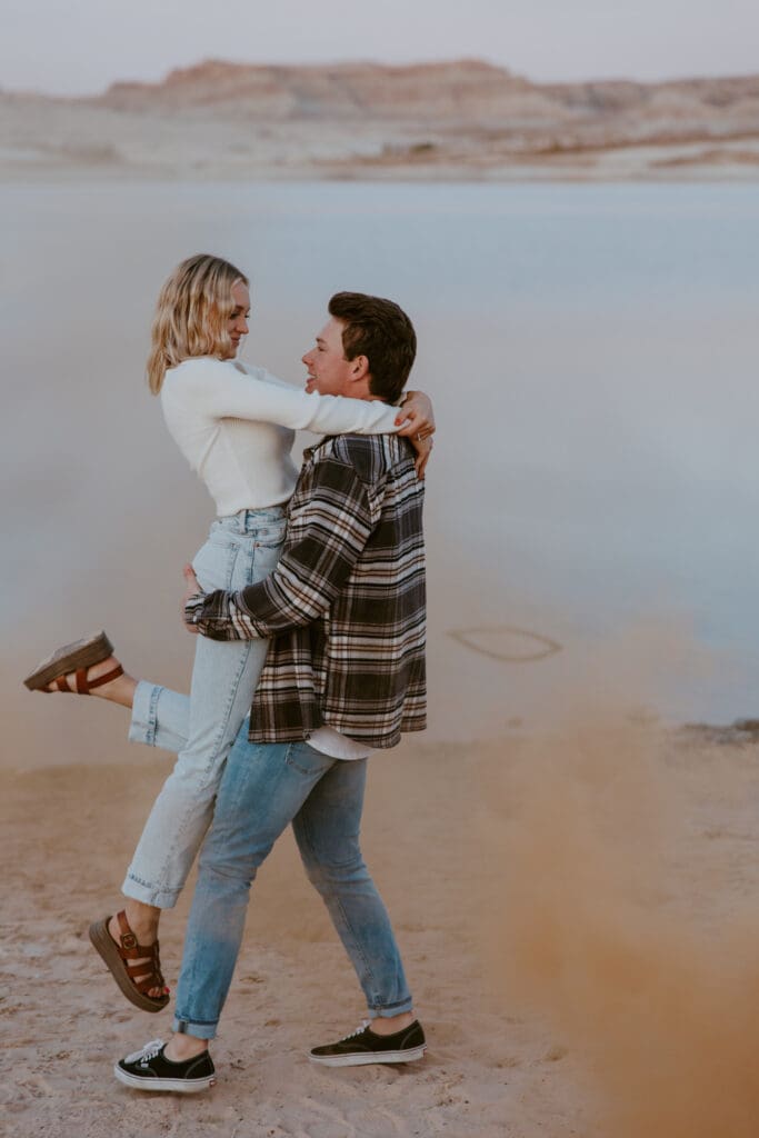 Braylee and Kacen | Lone Rock Lake Powell, Arizona Engagement Photos | Southern Utah Wedding and Elopement Photographer, Emily Dawn Photo