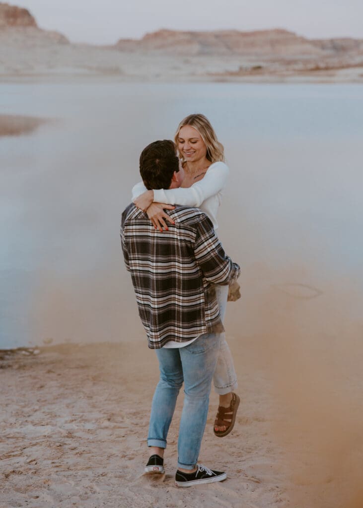 Braylee and Kacen | Lone Rock Lake Powell, Arizona Engagement Photos | Southern Utah Wedding and Elopement Photographer, Emily Dawn Photo