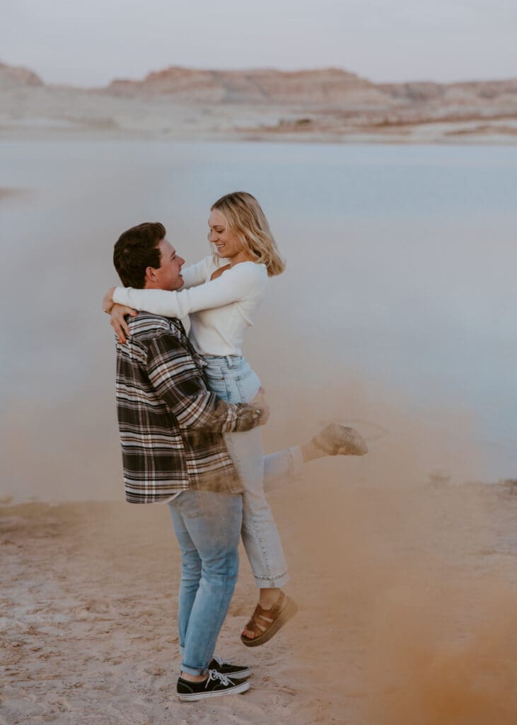 Braylee and Kacen | Lone Rock Lake Powell, Arizona Engagement Photos | Southern Utah Wedding and Elopement Photographer, Emily Dawn Photo