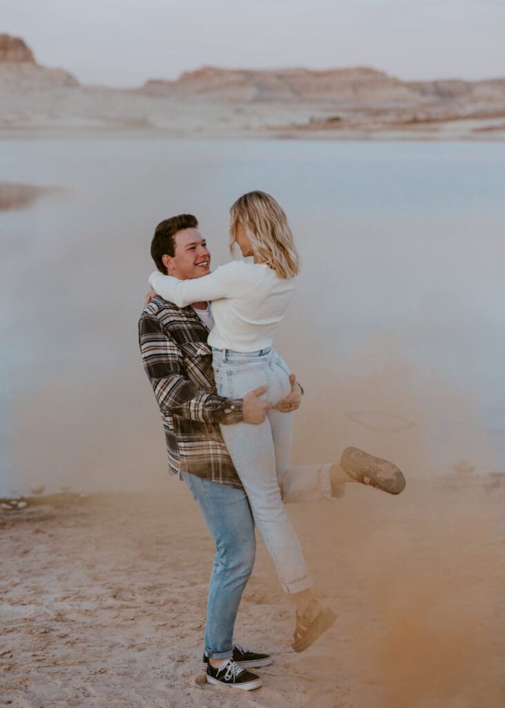 Braylee and Kacen | Lone Rock Lake Powell, Arizona Engagement Photos | Southern Utah Wedding and Elopement Photographer, Emily Dawn Photo