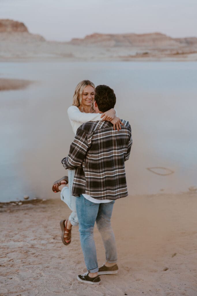 Braylee and Kacen | Lone Rock Lake Powell, Arizona Engagement Photos | Southern Utah Wedding and Elopement Photographer, Emily Dawn Photo