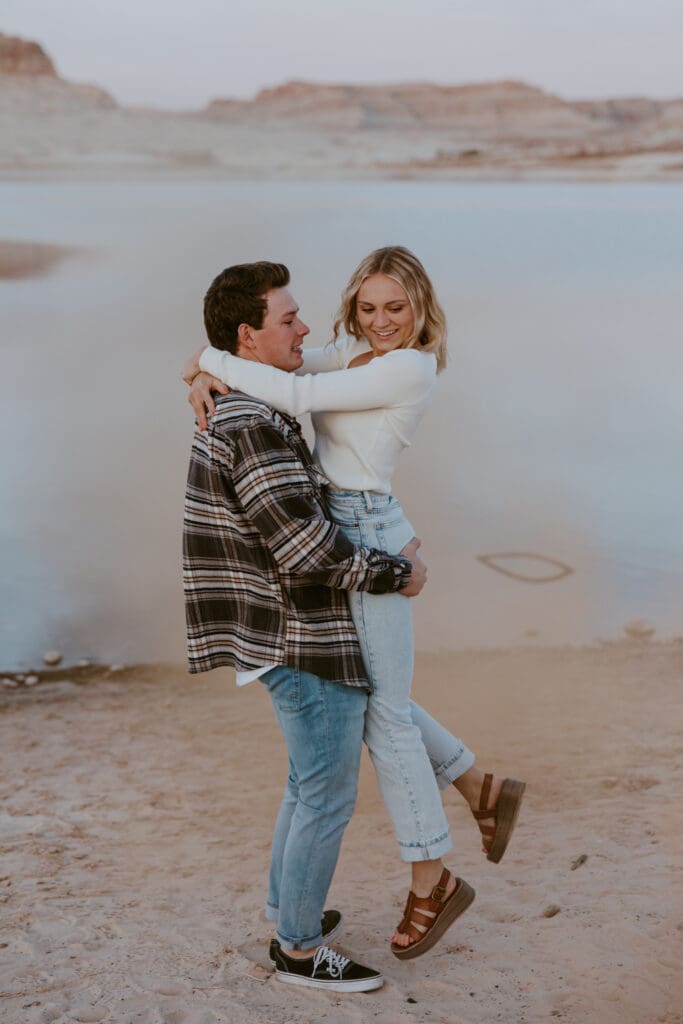 Braylee and Kacen | Lone Rock Lake Powell, Arizona Engagement Photos | Southern Utah Wedding and Elopement Photographer, Emily Dawn Photo