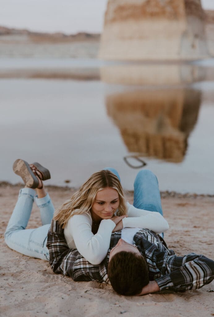 Braylee and Kacen | Lone Rock Lake Powell, Arizona Engagement Photos | Southern Utah Wedding and Elopement Photographer, Emily Dawn Photo